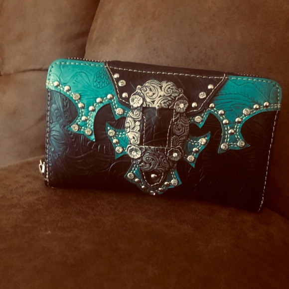 Teal & Black Montana West Wallet Purse - Picture 1 of 2